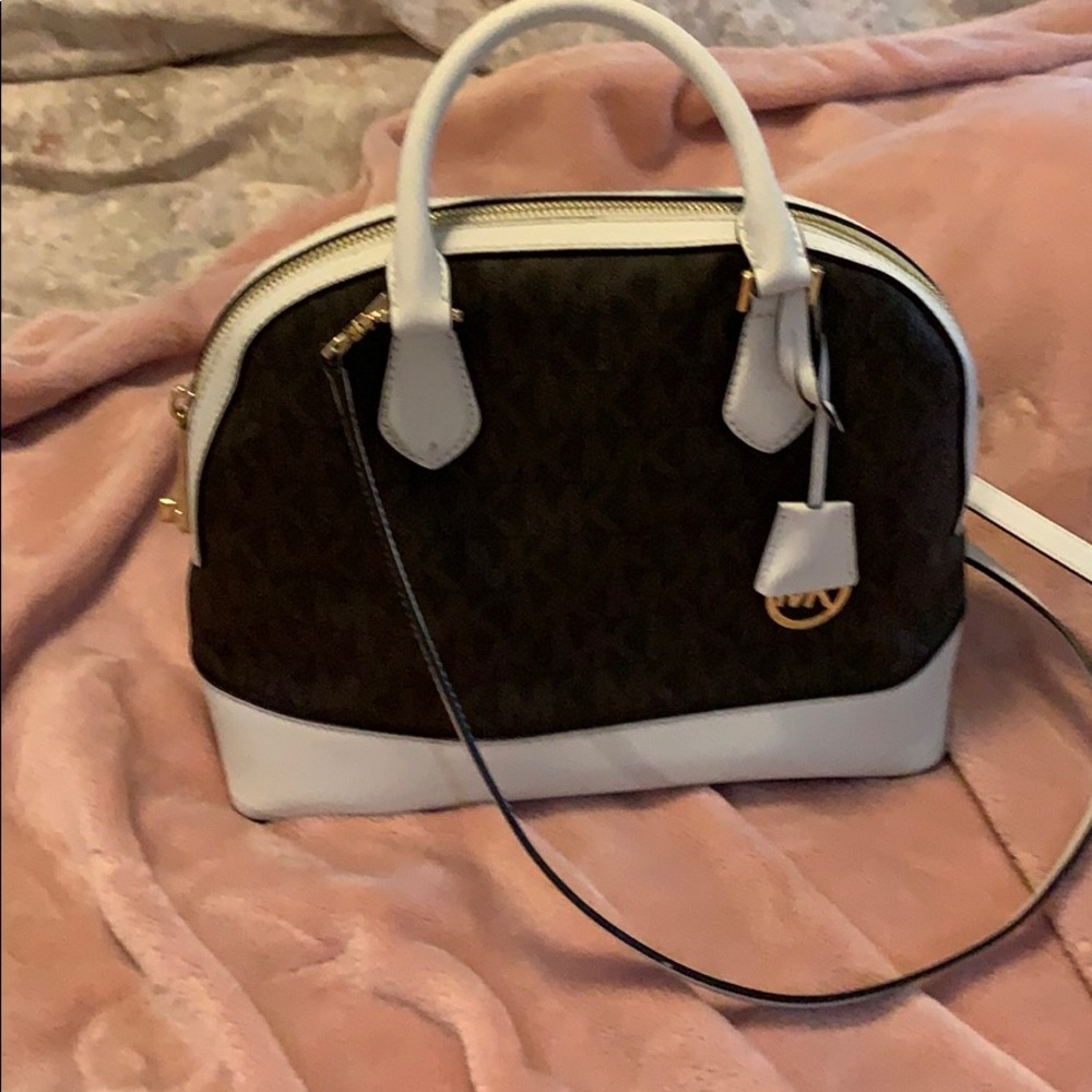 White and brown Michael kors bag